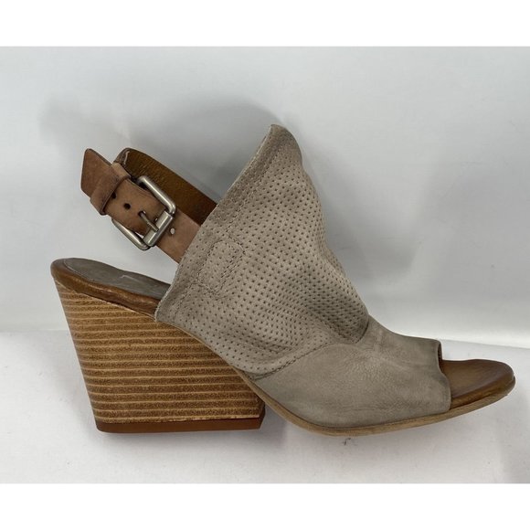 MIZ MOOZ KONA Brown Leather Wedge Sandals Shoes Heels Women's Sz 39 NEW - Picture 1 of 12